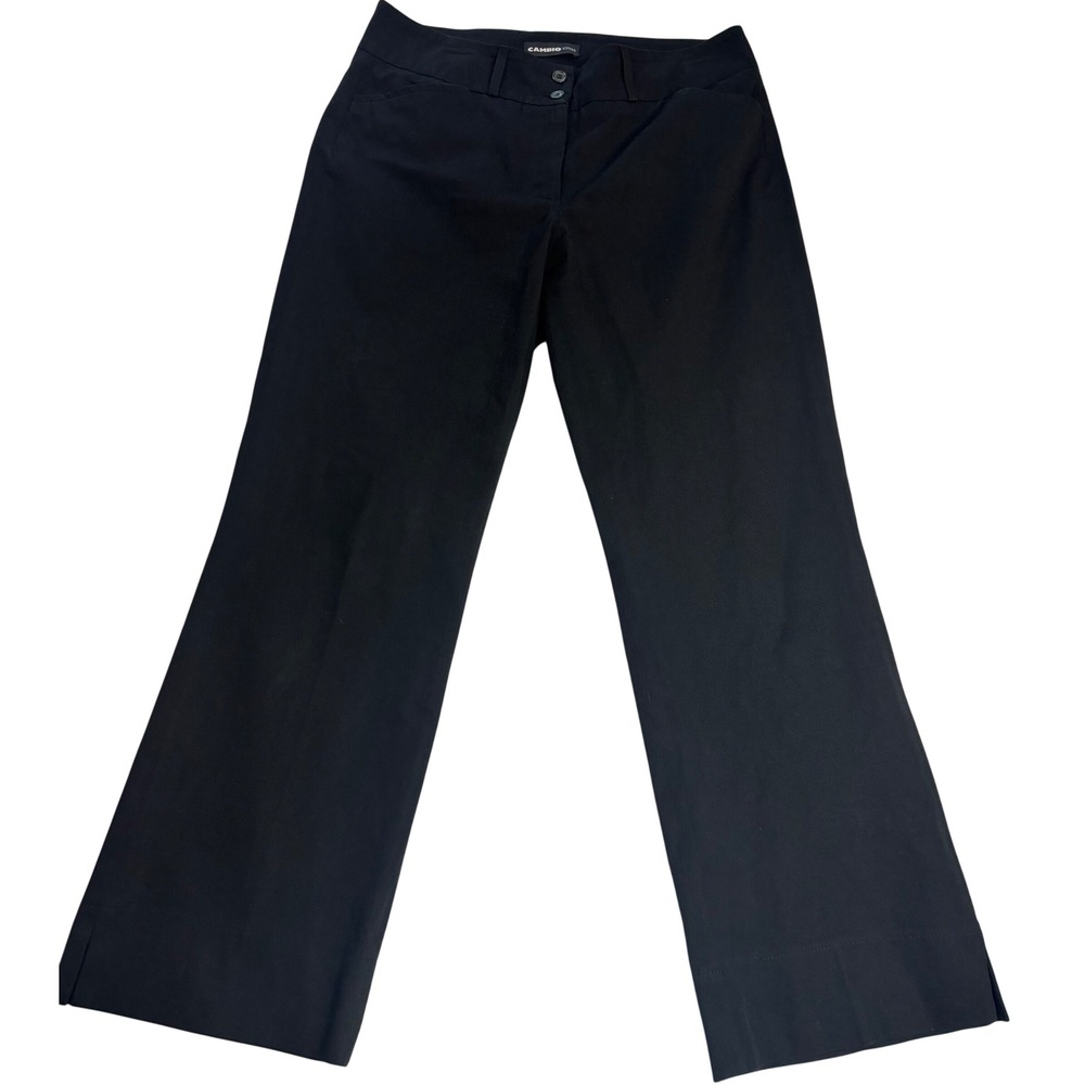 Cambio Kristin Dress Pants Women Black Excellent Wide Leg Cotton Stretch Size 10